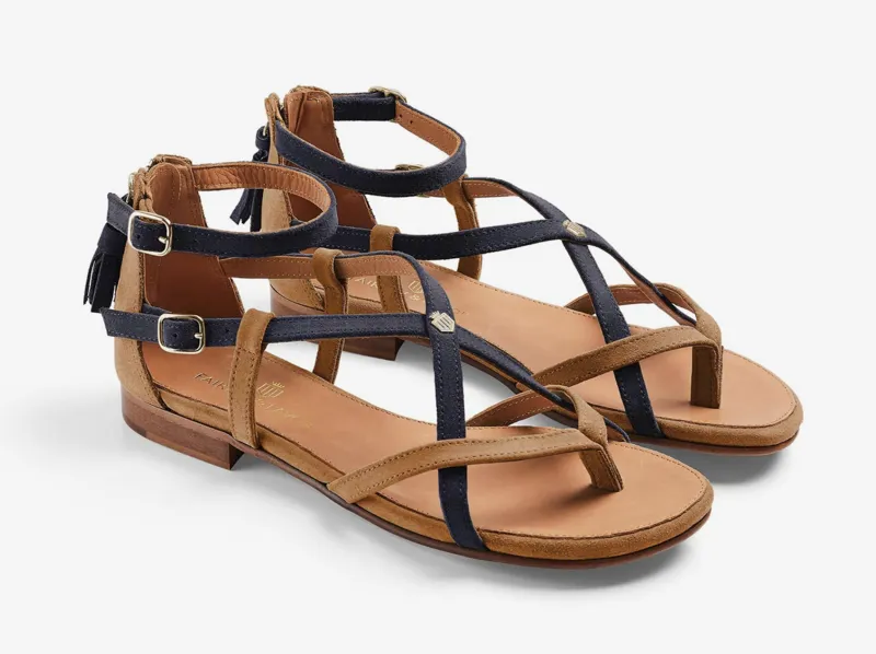 Fairfax and Favor Brancaster Sandal Tan/Navy